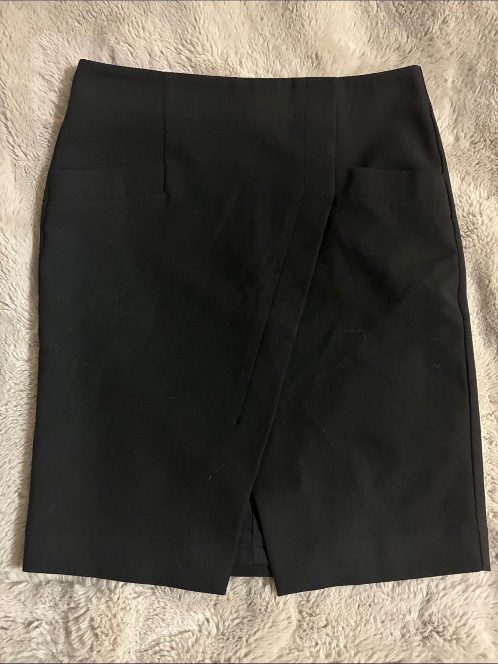 LOFT Black Wrap-Front Pencil Skirt